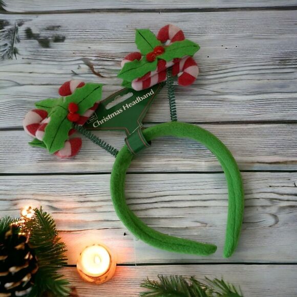 Christmas Bopper Headband Candycane Holly Berry Christmas House Felt Jiggly - Picture 16 of 16